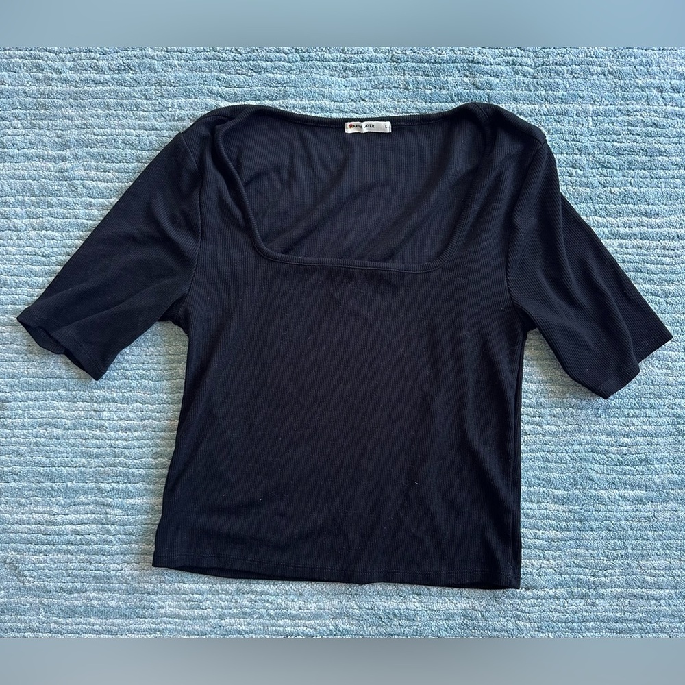 Marine Layer black scoopneck ribbed top, size L